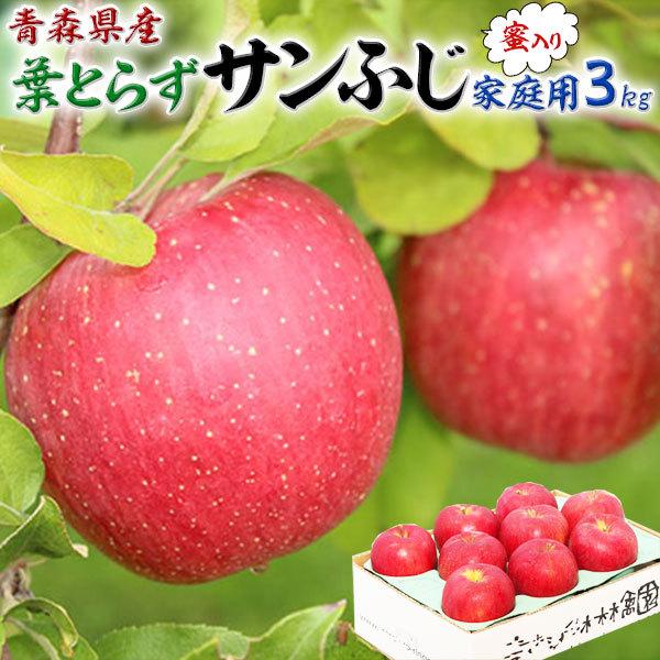 りんご サンふじ 家庭用 蜜入りりんご 葉とらずサンふじ 林檎 ３kg 青森県産   お取り寄せ 果物 フルーツ デザート 送料無料　お歳暮