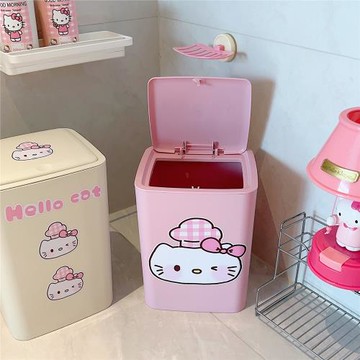 可愛卡通垃圾桶按壓家用廚房客廳帶蓋垃圾簍高顏值廢紙簍咖啡廳用