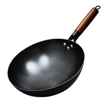 JOJOE升級防滑鐵鍋家用炒菜鍋燃氣灶圓底精鐵無涂層不粘鍋工廠店