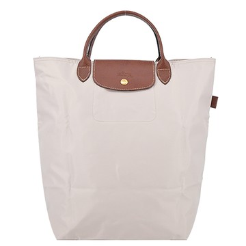 LONGCHAMP LE PLIAGE系列短把再生尼龍手提包(中/白紙)