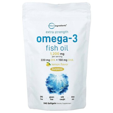 Micro Ingredients, Omega-3 Fish Oil, Lemon , 240 Softgels (600 mg per Softgel)
