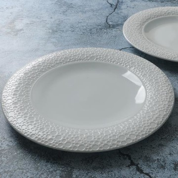 【某牌 孤品】還原釉西餐商用盤子【高端 新骨瓷】青白色創意菜盤