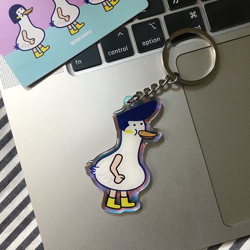 搖滾鴨 幻彩亞克力鑰匙圈一個