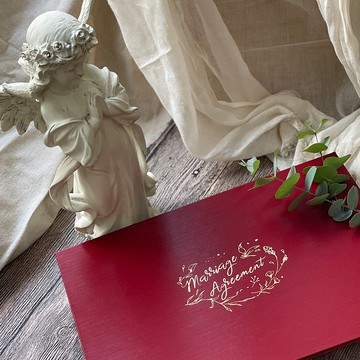 美式結婚書約O橫式O酒紅色O結婚證書夾O二張書約組