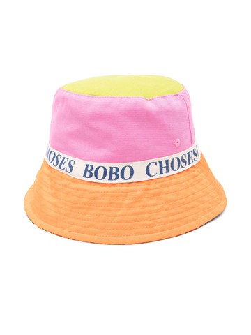 Bobo Choses - logo-jacquard cotton bucket hat - kids - Cotton - 54 cm - Orange