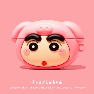 粉色豬豬 蠟筆小新 矽膠 適用於AirPods Pro3 保護殼 1/2/3/4代耳機殼 Pro2 保護套 軟殼 防摔殼