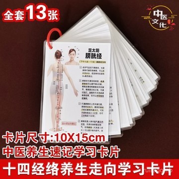 ✨桃園有貨✨中醫真人版十四經絡養生走嚮圖養生基礎知識塑封卡防水學習卡 FFWX