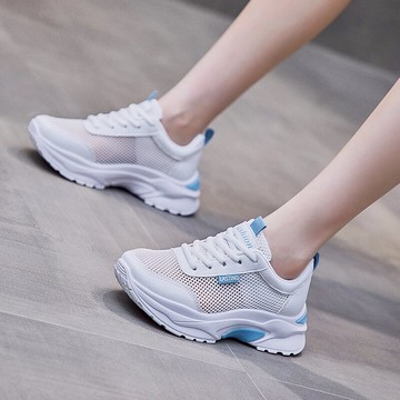 ins夏季網面休閑運動鞋女新款透氣網鞋厚底潮鞋松糕學生