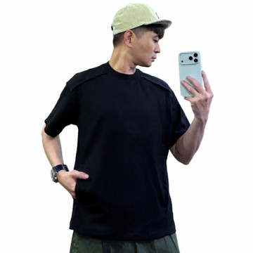 『老爺有喜』重磅簡約立裁口袋短T(NOF2604Z8005)-黑