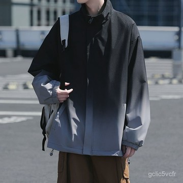 山係漸變色立領外套男春秋季新款戶外防風防水登山服外套 男生衝鋒衣外套 防風外套 運動外套 保暖外套 情侶衝鋒衣