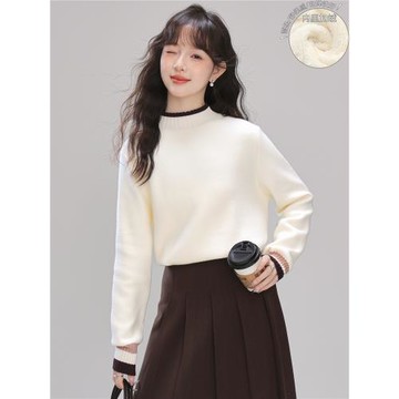 帛卡琪2026秋冬新款半高領加絨保暖內搭毛衣女修身打底針織衫上衣