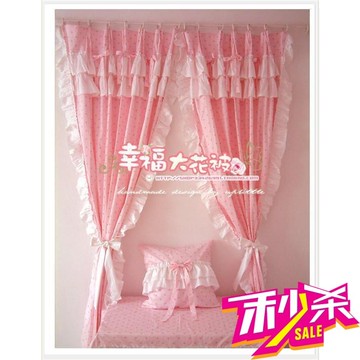 原創！ 淑女荷葉邊田園小清新公主窗簾韓式純棉落地簾半簾可定做