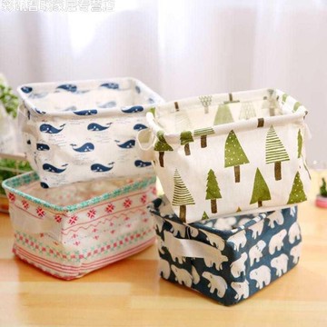 小收納盒 桌面 小號 可愛布藝辦公桌面整理雜物宿舍便攜床頭盒子