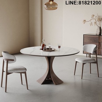 餐桌椅組合 餐桌 餐椅 免運 熱銷 附發票 大理石餐桌 岩板餐桌 實木餐桌 實木巖板餐桌圓形現代簡約家用小戶型侘寂中古奶油風高端全托圓桌 支持訂製