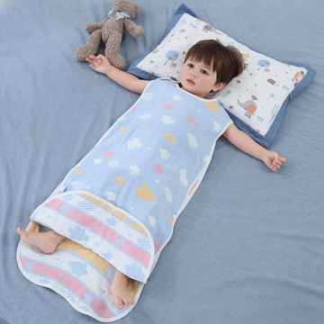 寶寶睡袋純棉紗布無袖背心式兒童春秋防踢被嬰兒新生兒夏季空調房鑫弘-萌寶童裝可開發票