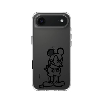 iPhone Air Clear Case（相機按鈕） 透明 - 迪士尼-米奇 Mickey - 黑標款-米奇蠟筆風格