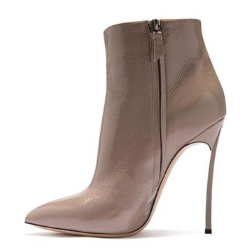 歐美風黑色馬丁靴女尖頭高跟短靴細跟瘦瘦靴鐵跟豹紋絨面單靴大碼