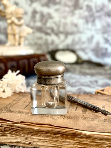 40787-經典法國古董裝飾藝術時期玻璃墨水瓶