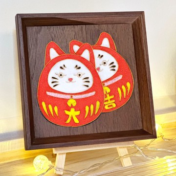 景泰藍十二星座達摩招財貓木盤擺設 - 雙子座