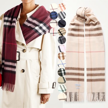 BURBERRY 巴寶莉 100%喀什米爾格紋羊絨圍巾(168x30CM)-多色可選