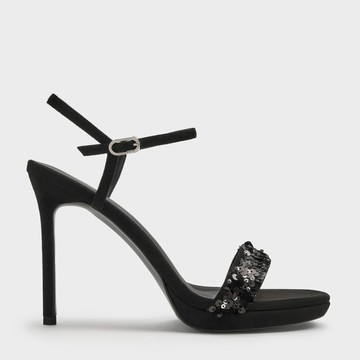 亮片細高跟涼鞋