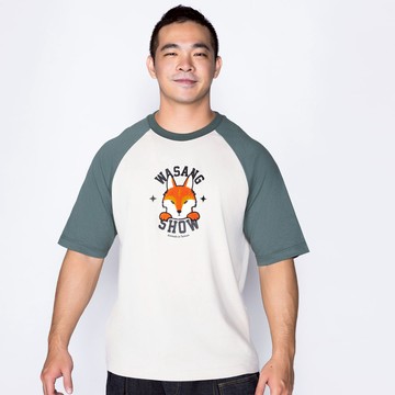 【動物森林系列】Ｑ狐狸毛巾繡拉克蘭袖T(男女適用)