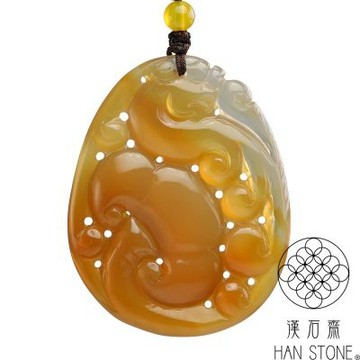 【漢石齋】天然冰種玉髓 如意貔貅玉佩吊墜(44*56*8mm)