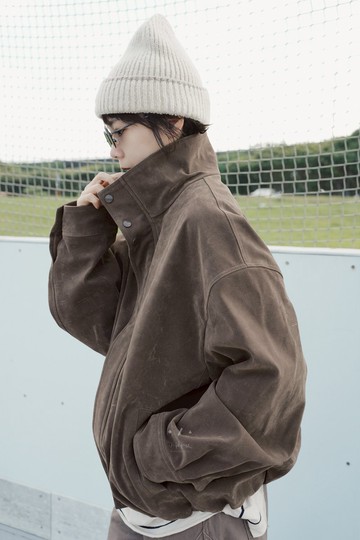 愛爾蘭泥煤煙燻硬挺麂皮夾克