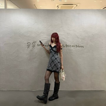 Muun Studio 復古格紋nana日系收腰顯瘦氣質吊帶裙