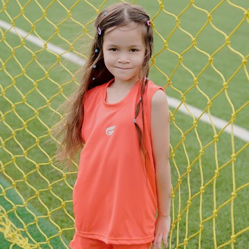 GIAT - 兒童盾形速乾排汗衣-背心款-亮桔(螢光色)
