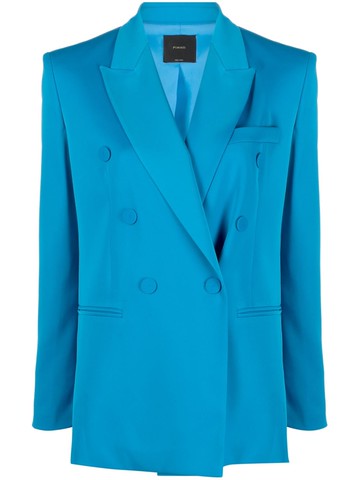 PINKO - double-breasted blazer - women - Polyester/Polyester/Spandex/Elastane - 44 - Blue