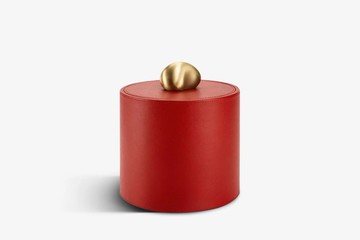 PEBBLE TRINKET  BOX - RED PEBBLED  LEATHER【ASSOULINE】