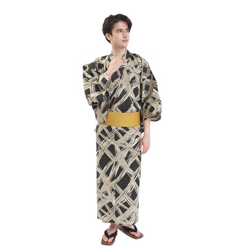 日本 和服 男士 綿 浴衣 腰封 2 件 套組  S M L Z32-09A