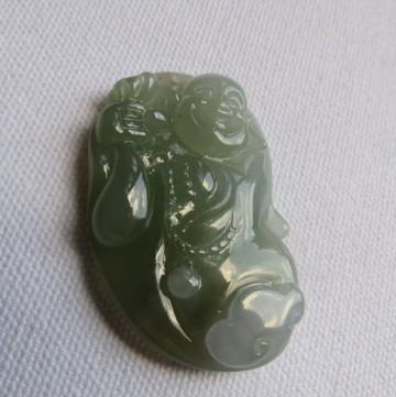 天然緬甸玉A貨彌勒佛項鍊 #0646