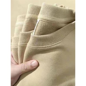 春季男士純棉毛圈布衛衣寬松套頭潮流百搭長袖上衣圓領純色外套男