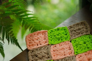 限量一件 祖母方格編織桌墊 多用途壁飾手作墊片