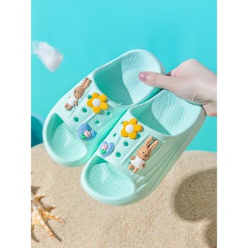 兒童拖鞋夏季女童兔子室內軟底踩屎感防滑洗澡家居可愛女孩涼拖鞋