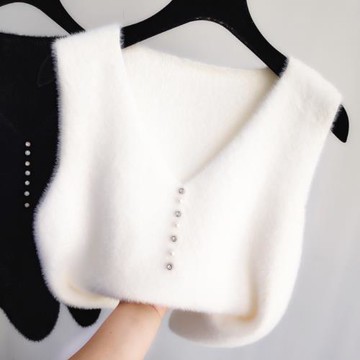 仿水貂絨毛衣女士馬甲背心針織2025年新秋冬季V領無袖洋氣馬夾潮