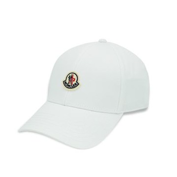 Moncler 品牌徽標棉布棒球帽(白)
