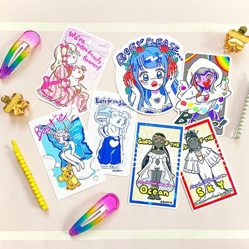 鮮豔奇幻風貼紙 7 入組