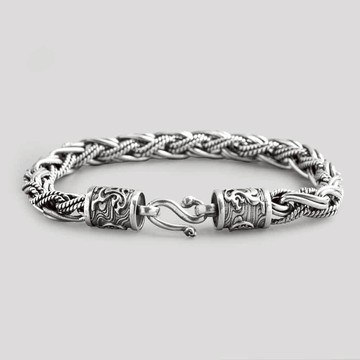 【JK銀飾】強運麻花・貔貅 純銀手鍊／925純銀【手鍊、麻花手鍊、貔貅手鍊、招財手鍊】