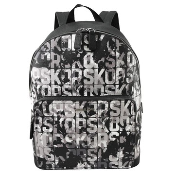 MICHAEL KORS COOPER 美式洗舊印花雙肩後背包.黑灰