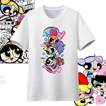 GRASSRUMER聯名飛天小女警卡通可愛短袖t恤衫男女兒童裝學生半袖