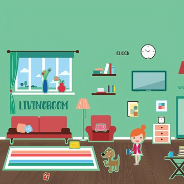 FLOWER MONACO 益智靜電貼 5種場景 150+貼紙 可重複使用 3歲以上兒童適用  家庭 綠色  1個