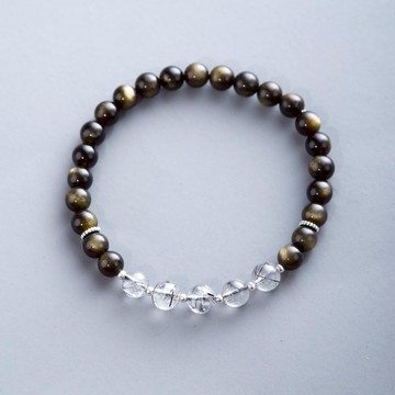 黑曜石925純銀手鍊 | 黑髮晶天然水晶手鏈 | 客製禮物