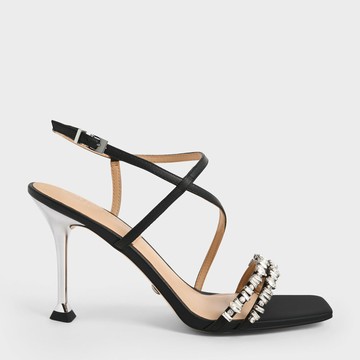 寶石帶繞踝細跟涼鞋