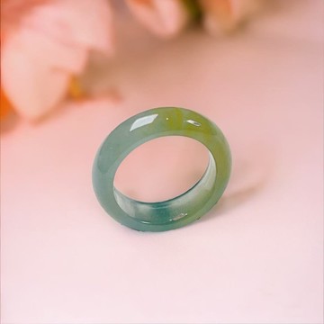 冰藍水飄黃翡翠戒指戒圈 | 內徑11mm | 天然翡翠A貨  | 送禮