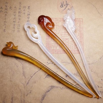 天然紅玉髓發簪復古風漢服玉搔頭瑪瑙玉石如意唐鳳簪子原創設計