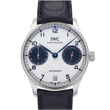 IWC 萬國錶 葡萄牙系列 7日鍊 藍色皮帶腕表x(IW500715)x藍熊貓x42.3mm