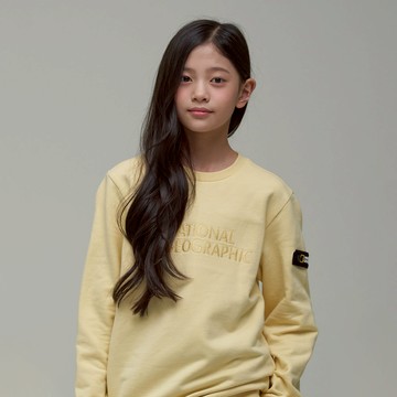 童裝 大LOGO 刷毛衛衣 - 奶油黃色